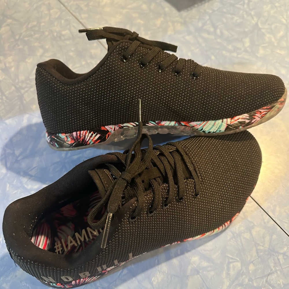 NOBULL Black Athletic Shoes with Floral Accents